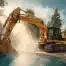 Excavator performing pool removal and demolition work, showcasing F5 Demolition's expertise in residential demolition services in Oklahoma City.