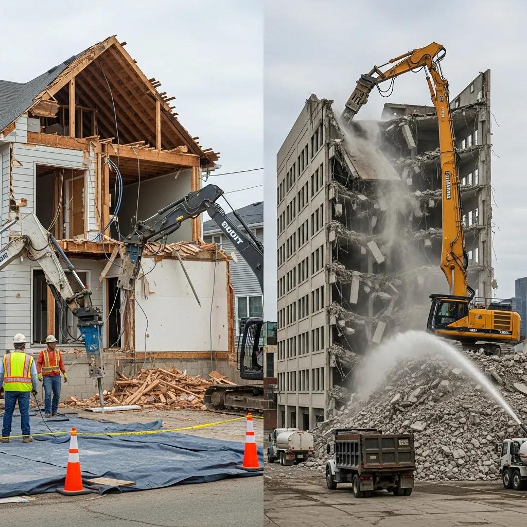 Illustration of selective and complete structure demolition methods