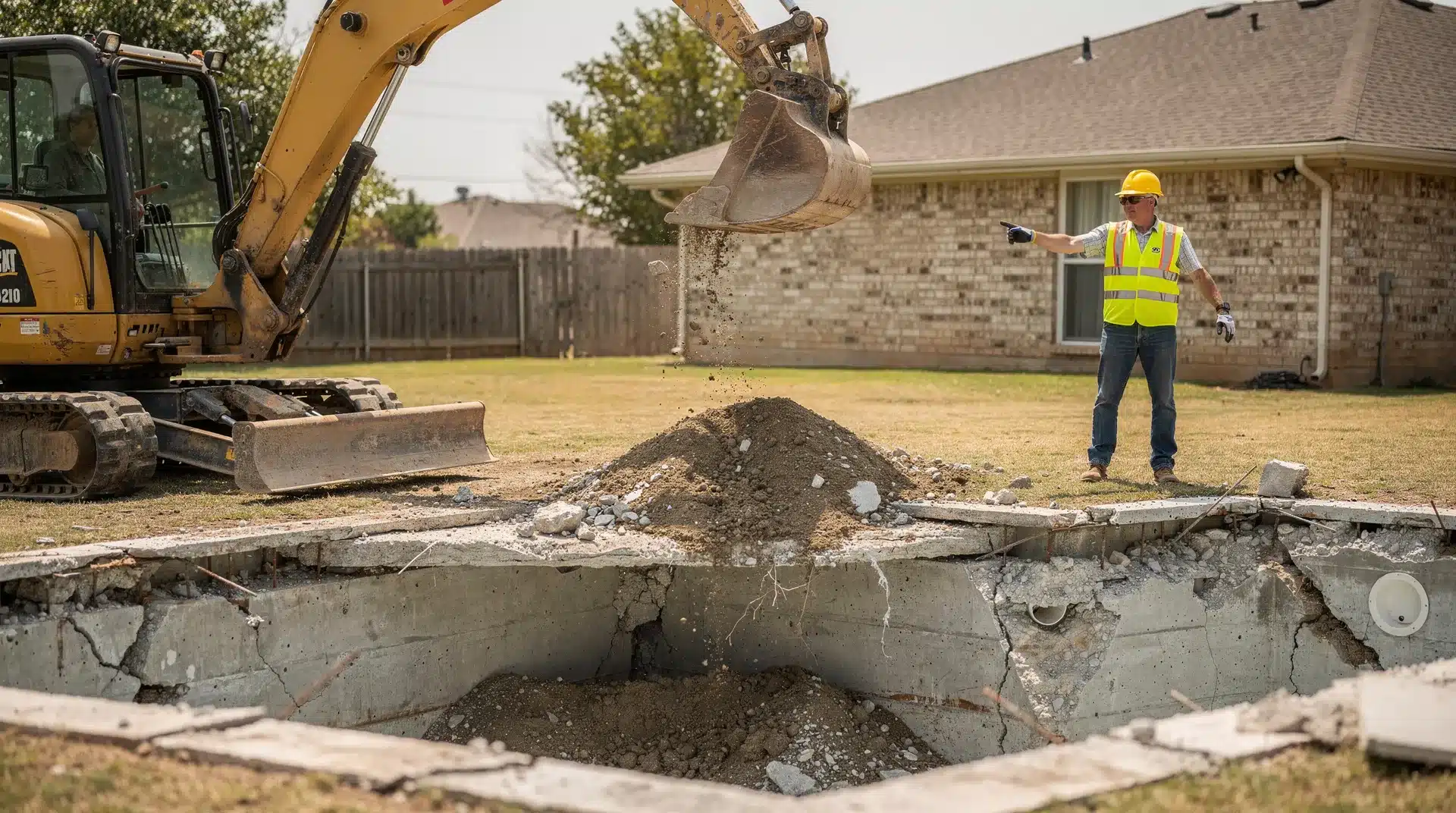 Partial pool removal involves removing the top two to three feet of walls and filling